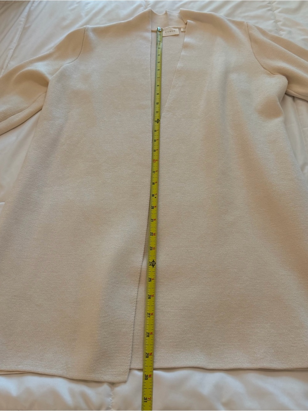 Cyrus Cream Open-Front Knit Cardigan with Gold Buttons - Picture 6 of 8